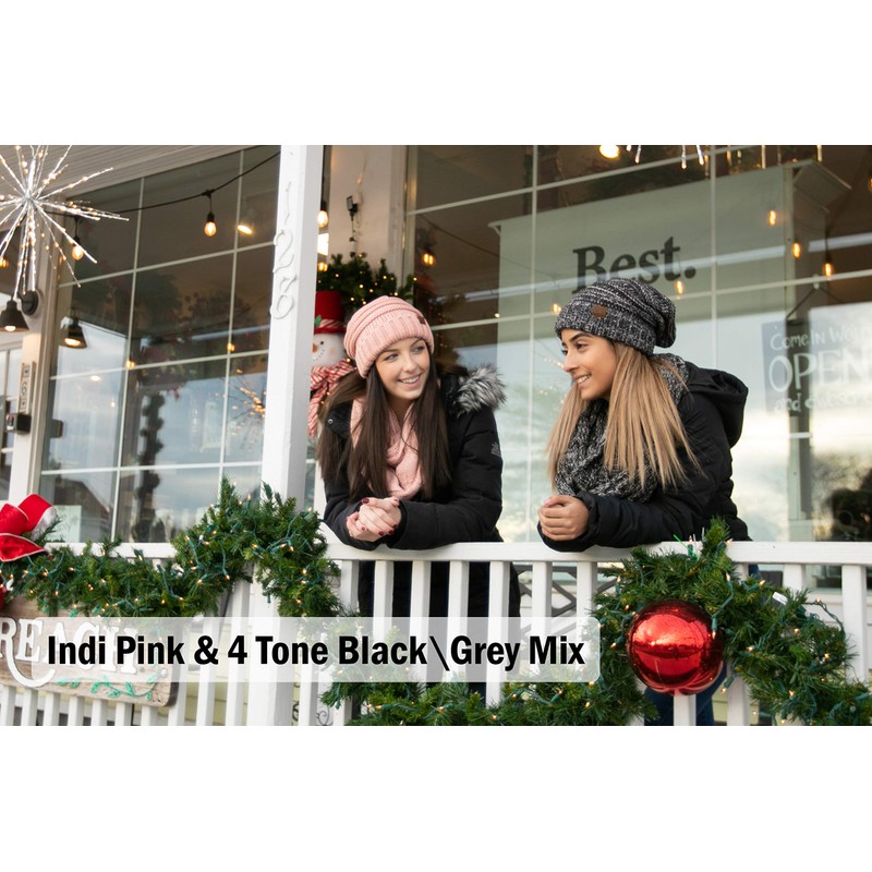 Oversized Slouchy Beanie Matching Scarf Winter Set Bundle - Black