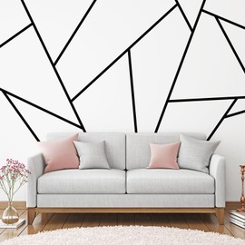 Hoolerry 24 Pcs 70.8 x 1.2 Inch Metallic Line Wall Decals Peel and Stick Adhesive Tile Stickers Washi Tape Wall Tape Mirror Tape Graphic Tape for Home Wall Crafts Decoration (Black)