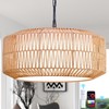 Lovefindahome Large Handwoven Rattan Pendant Light, Boho Wicker Chandelier for