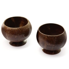 Mamatura Coconut Cups | 2 Big Coconut Cups - Dessert Bowls | Cocktail Cup Hawaii-Style | 100% Natural (polished outside)