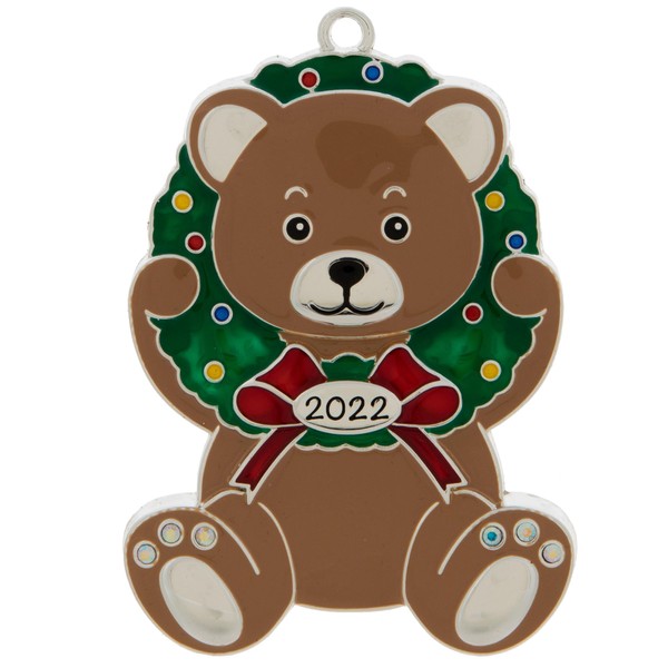 Hobby Lobby 2022 Teddy Bear Christmas Ornament, Metal Holiday Decoration,