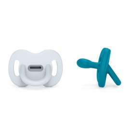 Suavinex, Schnuller aus Silikon 2er-Pack, für Babys 0-6 Monate, Schnuller mit physiologischem Sauger Sx Pro, Symmetrisch, Superweich und Flexibel, Einschlafschnuller, Colour Essence, Blau