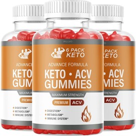 Rillvo (3 Bottles) 6 Pack Keto ACV Gummies Advanced Formula 6 Pack Keto Gummies (180...