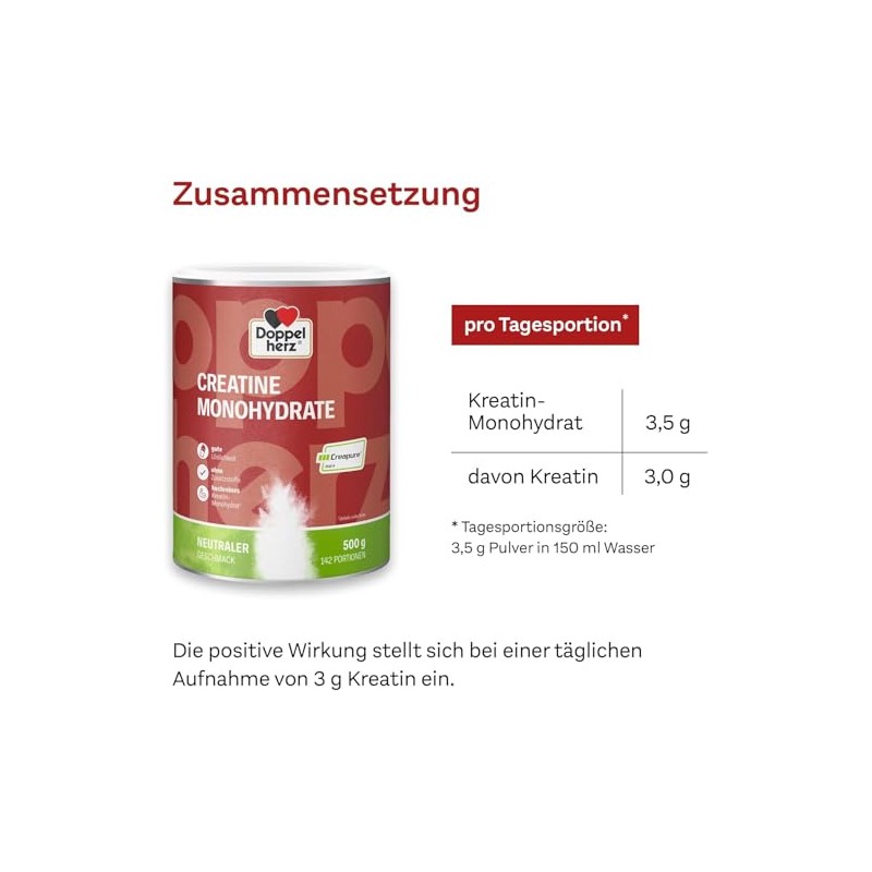 Doppelherz Creatine Monohydrate - High Purity Creatine with Creapure Quality