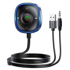 SONRU Aux Bluetooth Adapter for Car, Bluetooth 5.3 Aux Adapter with Mic Noise Cancellation, [Dual Connection&Plug-and-Play] Bluetooth Receiver for Car/Home Stereo Music Streaming and Hands-Free Calls