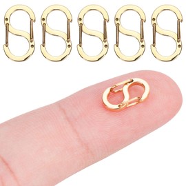 5pcs Lobster Clasp Double Opening Shorten Clasps, Stainless Steel Necklace Clasp and Closures Bracelet Connectors Charm Clasp Necklace Clip Shortener for DIY Jewelry Repairing (Gold)