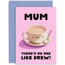 Old English Co. Funny Birthday Card for Mum - Hilarious Tea Themed Birthday Card for Her - 'No One Like Brew' Tea Pun Joke Humour Card | Blank Inside