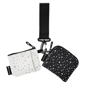 ElliTarr Dual Pouch Wristlet for Women Coin Purse Small Wallet with Zipper Portable Change Purse Mini Coin Pouch Holder Purple Plaid, Stars, Fashion