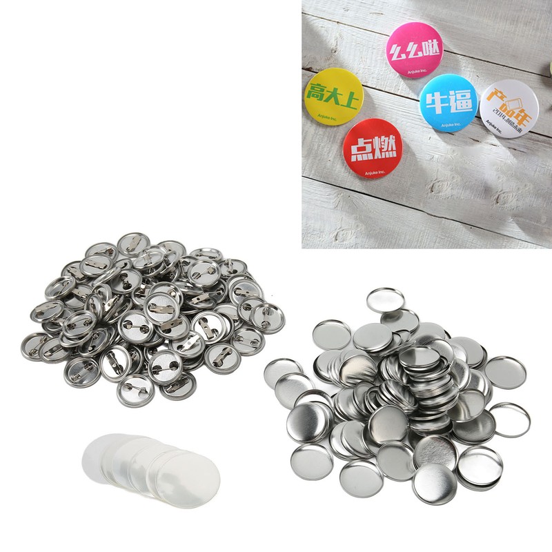 100 Sets Blank Button Badge Parts Set Round Shape Rust
