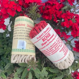 Lamatar1 Lumbini & Rose Set Of 2 Rope Incense Home Fragrance Handmade In Nepal