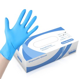 Blue Nitrile Gloves 5 mil, 9.05 in Disposable Gloves, Chemical Resistant, Puncture Resistance, Anti Static, Powder Free, Latex Free, Non Sterile Cleaning Gloves Used for Food Prep Cleaning, 100 pcs