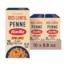 Barilla Red Lentil Pasta 10 Pack Gluten Free Vegan Protein 25g Fiber 11g
