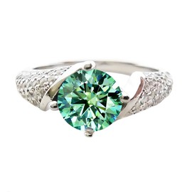 Minkuke Moissanite Rings for Women 1.0ct Teal Lab Created Diamond Ring Jewelry Engagement Wedding Love Gift 18K White Gold Plated S925 Silver (5)