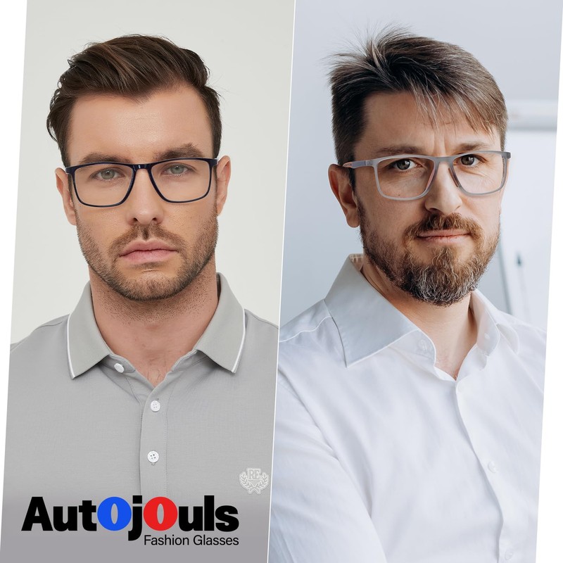 Autojouls 4-Pack Blue Light Blocking Reading Glasses, Men Large Frame