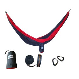 GoPoint Double Parachute Hammock with Tree Straps - Quick and Easy to Hang Portable Lightweight Nylon Camping Hammock (Red and Grey)
