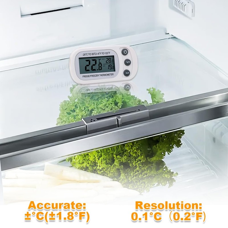 SGZIOO 4 PCS Fridge Thermometer Digital, Freezer Thermometer with LCD