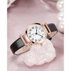 CIVO Women's Watch Leather Analogue Quartz Waterproof Watch for Women Minimalist Classic Elegant Dress Gifts Watches for Women, 1 black, Strap.