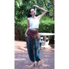 Full Funk Rayon Smock Waist Pants Pocket Straight Peacock Feather