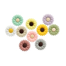 Silicone Focal Beads for Pens, 30mm Sunflower Silicone Beads, 10PCS Colorful Daisy Silicone Focal Beads, Silicone Beads for Keychain Making, Sunflower Beads Daisy Beads for Jewelry Making(Mixed Color)