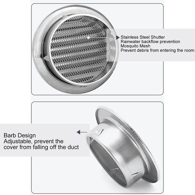 Stainless Steel Air Vents, Metal Round Duct Vent Cover, Ventilation