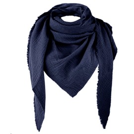 Gloop Women's Scarf XXL Knitted Triangle Scarf Cotton Triangular Scarf Muslin Scarf without Scratching on Skin, blue