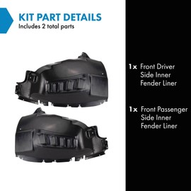 TRQ TRQ Front Inner Fender Liner Set Compatible with 2014-2021 Ram ProMaster 1500 ProMaster 2500 ProMaster 3500 CH1248196 CH1249196