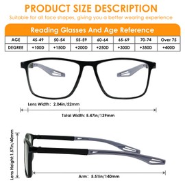 Chiccool Reading Glasses Men 2 Pack Sports Style Comfortable Blue Light Blocking Flexible Lightweight Readers for Men (Black+Red,+1.5)