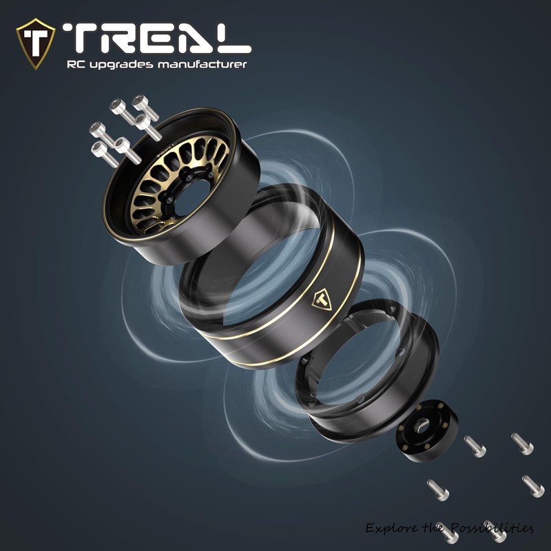 TREAL 1.0 Brass Beadlock Wheels Crawler Wheel Rims (4P) Hubs