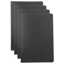 PATIKIL A6 Binder Cover, Pack of 4 Polypropylene 6 Ring Loose Leaf Binder Protector Round Ring Binder Cover Refillable Notebook Thickened Frosted Binder for Meeting Notebook Folder, Black