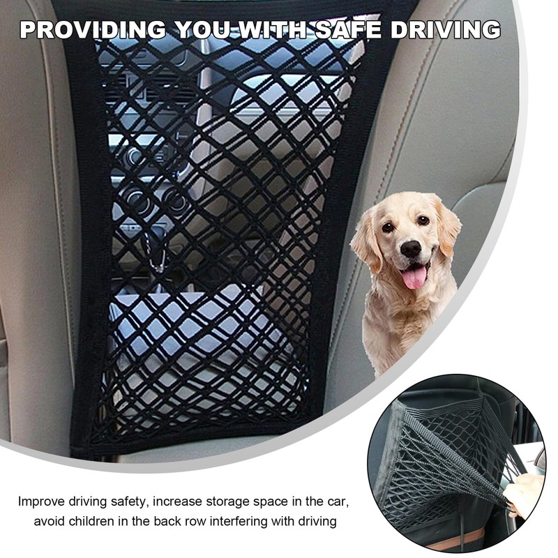 JUSTTOP 2-Layer Car Mesh Organizer, Auto Backseat Pet Kids Barrier