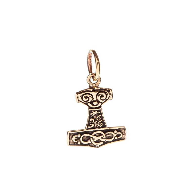 Windalf MJØLNER Small Thor's Hammer Pendant 1.9 cm Bronze, Fabric