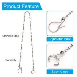 Hibbent 3 Pack Universal Toilet Flapper Chain Replacement Kit,Stainless steel,Including 12-Inch Chain,Hook,Ring