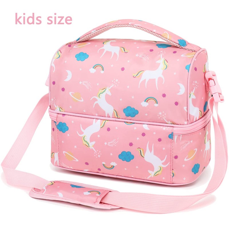 FlowFly Kids Double Decker Cooler Insulated Lunch Bag Large Tote