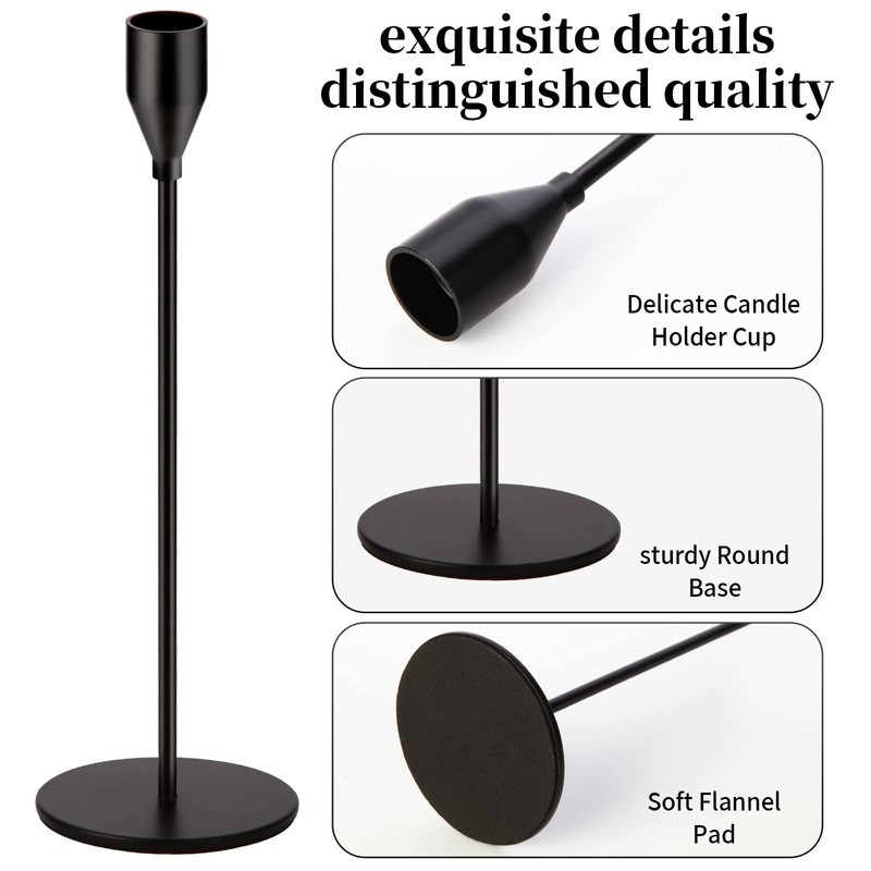 Oatnauxil Matte Black Candle Holders Black Candlestick Holders Metal Candle