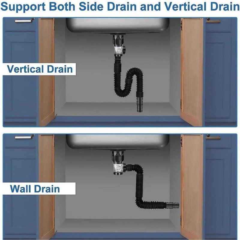 RODISHOMM Siphon Drain Pipe Kit for Sink, Odour-Proof Drain Fitting