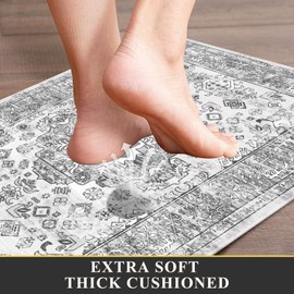 Pauwer Anti Fatigue Kitchen Mat Set of 2 Non Slip Kitchen Mats for Floor Cushioned Kitchen Rugs Comfort Standing Mat Farmhouse Waterproof PVC Foam Kitchen Floor Mat Runner