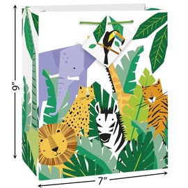 Unique Multicolor Animal Safari Medium Gift Bag (1 Count) - Perfect for Kids Parties, Jungle-Themed Events, and Wildlife-Loving Celebrations
