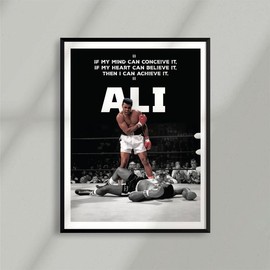 Sport Design - Muhammad Ali, Cassius Clay, The Greatest, Minimalist Sport Design, Quote, Motivational, Poster #3 - Color: 16x24inch