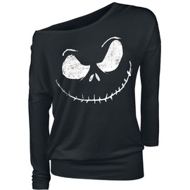 The Nightmare Before Christmas Jack Skellington Face Women's Long-Sleeved Shirt Black, black