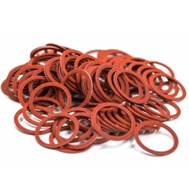 KINETICS LINE Vulkanit Flat Gaskets 1 1/2 Inch (44.5 x 36 x 2 mm) Pack of 100 Red Fibre Gaskets for Pumps, Insulators, Motors (up to 110°C)