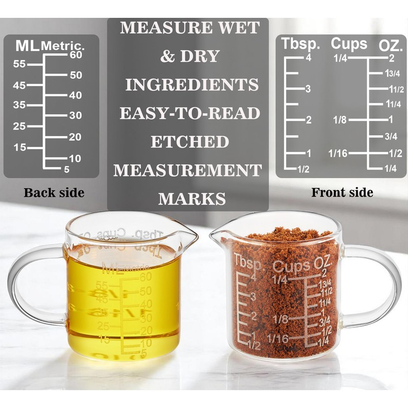 Ackers Etched Graduated Glass Measuring Cup - [Insulated Handle |