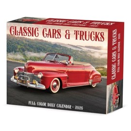 Willow Creek Press, Cars and Trucks Classic 2026 Desk Calendar, 6.18'' X 5.43'', Daily Calendar with Adhesive Binding