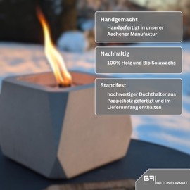 Betonformat 4X Dauerdocht für Wachsfresser 20mm inkl. Holzhalter | Ersatzdocht für Kerzenrestefresser, Betonkerze, Schmelzlicht und Wachsfeuer (20mm, 4, Stück)