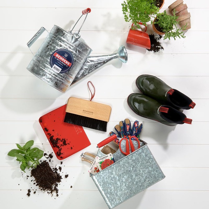 Behrens Rectangular Patitioned Cleaning Cadding – Galvanized with red Handle