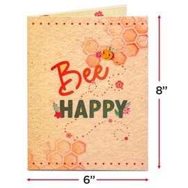Paper Love Frndly, Floral Bee Hive Pop Up Card, For Valentines Day, Mothers Day, All Occasion, 100% Recycled and Eco-Friendly, 8" x 6" Cover - Includes Envelope and Removable Note Card