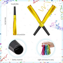 LCPQMZGH 120 Pcs Gold Noise Makers, Metallic Fringed Noise Makers for New Year Party Favor Supplies, Multicolour