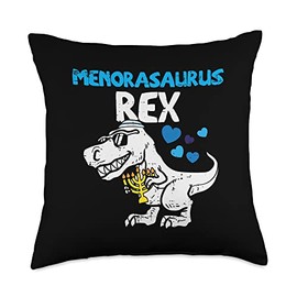 Menorasaurus Trex Dino Dinosaur Toddler Boys Hanukkah Kids Throw Pillow