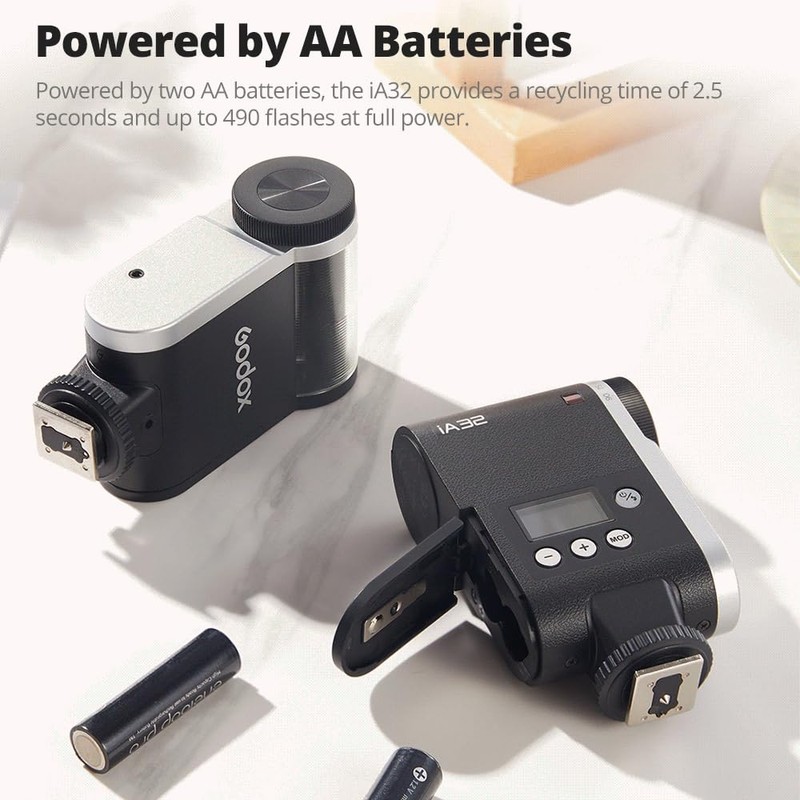 Godox iA32 Mini Flash Speedlight, GN15, S1/S2 Dimmable, 8 Power