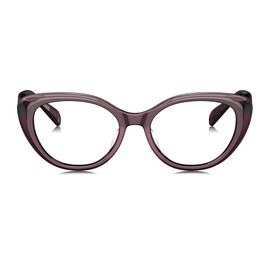 BOLON Acetate Clear Lens Prescription Stylish Cat Eye Eyeglass Frame for Women Teens BJ3191, Translucent Purple Red/Demo Lens, 52mm
