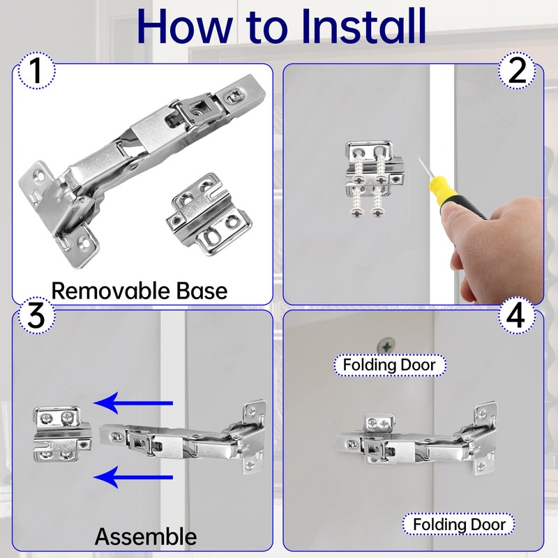 Zorfeter 4 Pack 2 Pairs Kitchen Cabinet Hinges 135 Degree,